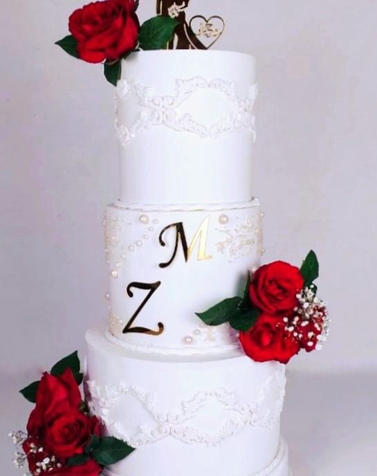 Classic White Wedding Cake - Front View